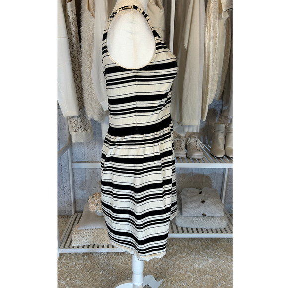 J Crew Women's Size S Cream & Black Button Back Fit & Flare Striped Dress #0301 - Picture 4 of 12